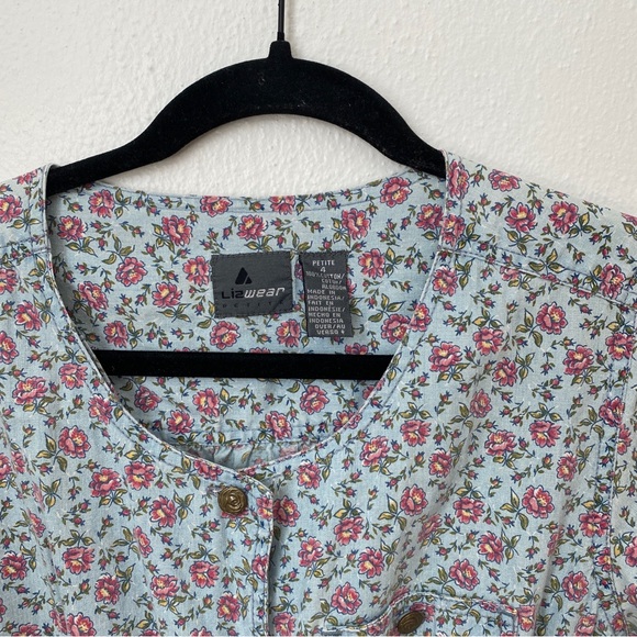 Vintage Liz Wear Floral Button Up Cottagecore Whimsical Midi Dress Size 4 Petite - Picture 5 of 11